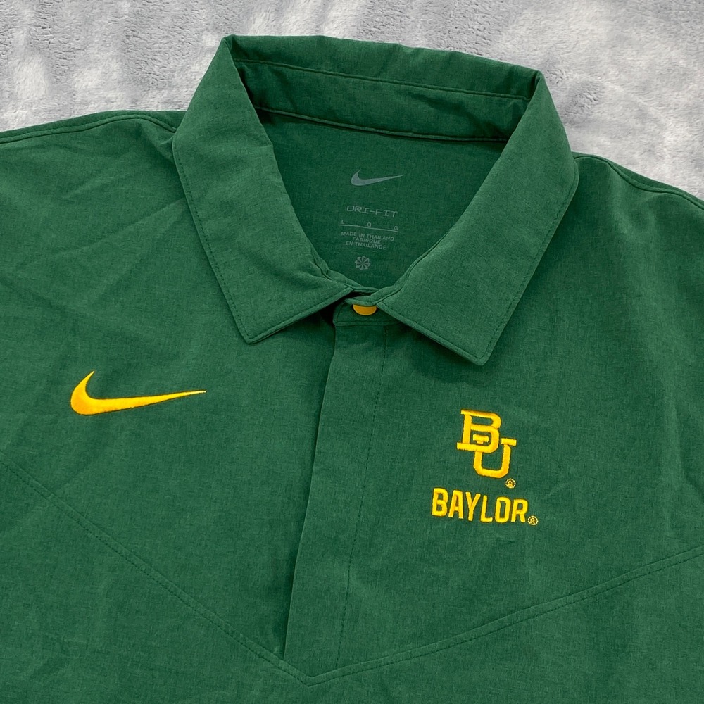 Nike Baylor Bears Dri-FIT ON FIELD Polo Shirt Mens Large Green Short Sleeve